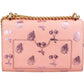 Gucci Pink Leather Glitter Embossed Fruits Small Padlock Crossbody Bag