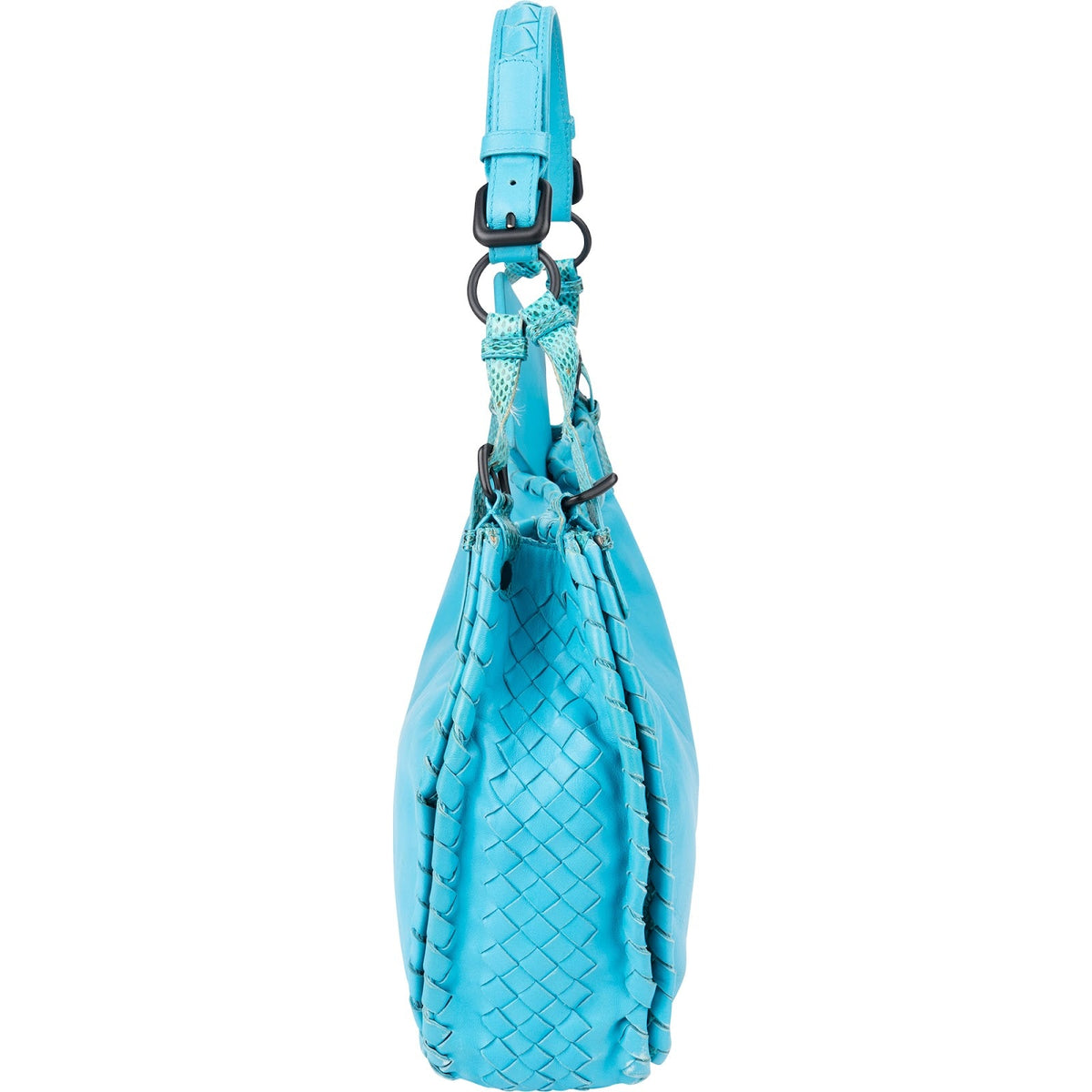 Bottega Veneta Blue Leather Snake Cervo Hobo Shoulder Bag