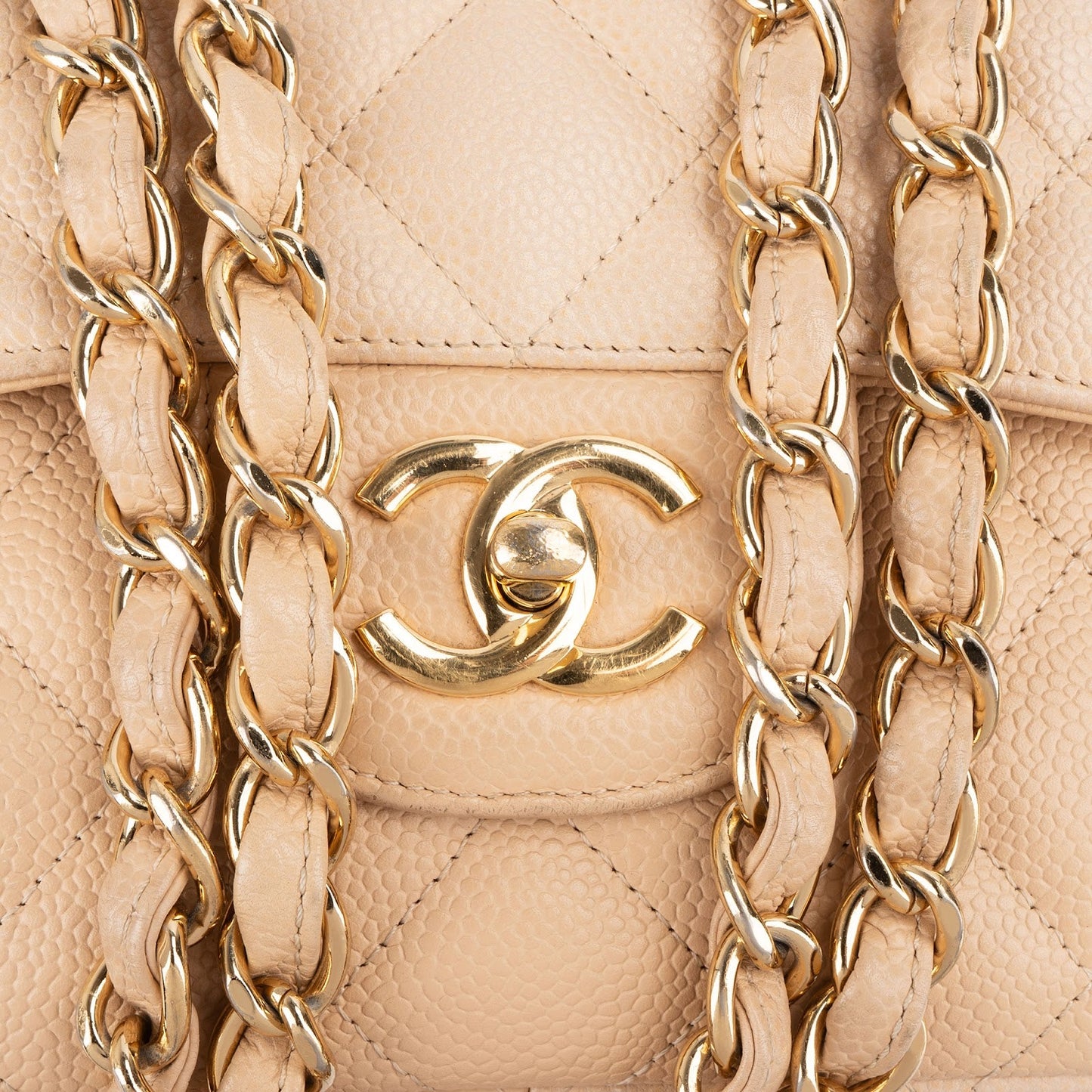 Chanel Caviar Leather Jumbo Double Flap Shoulder Crossbody Bag