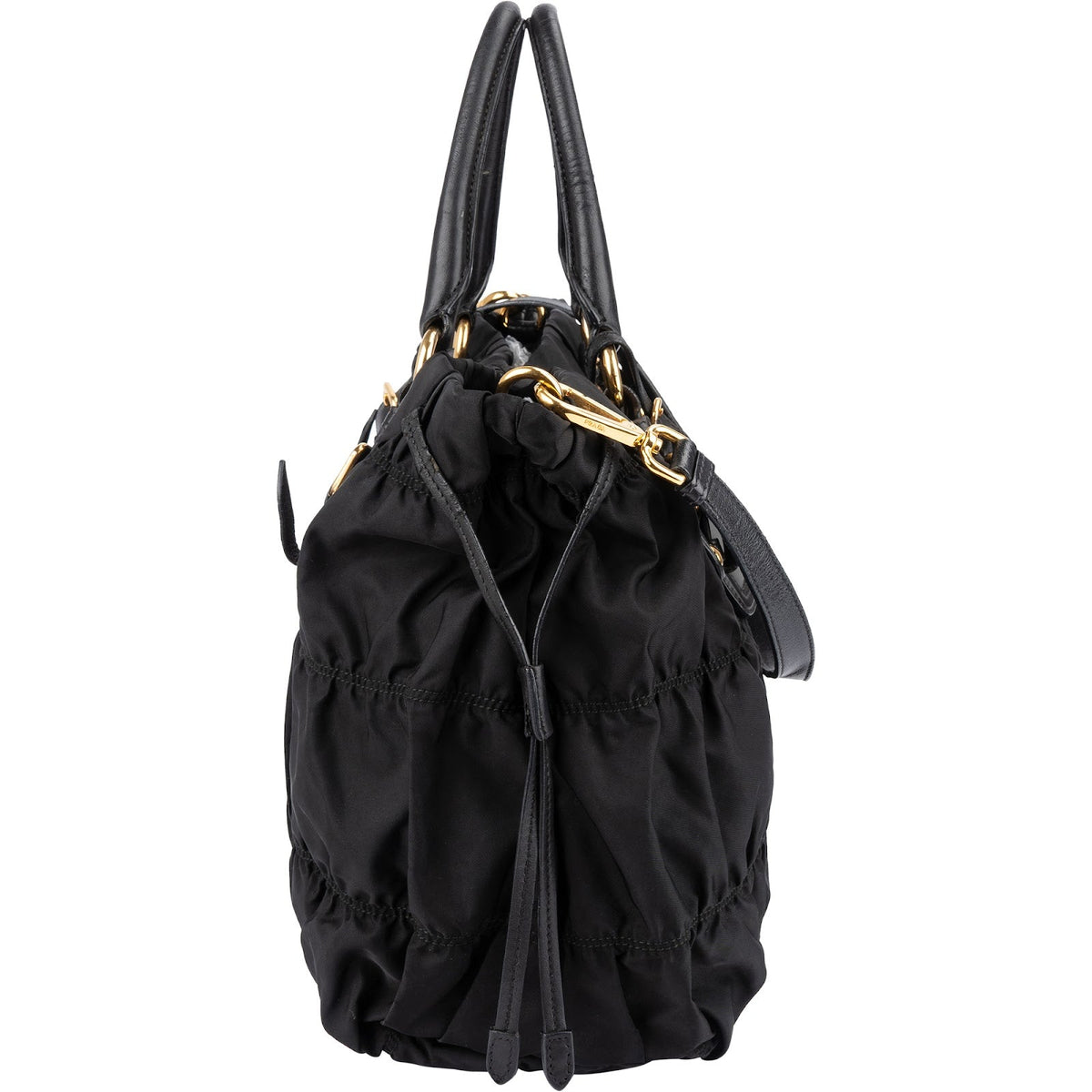 Prada Schwarz Tessuto Gaufre Drawstring Tote, Bild 4 von 13