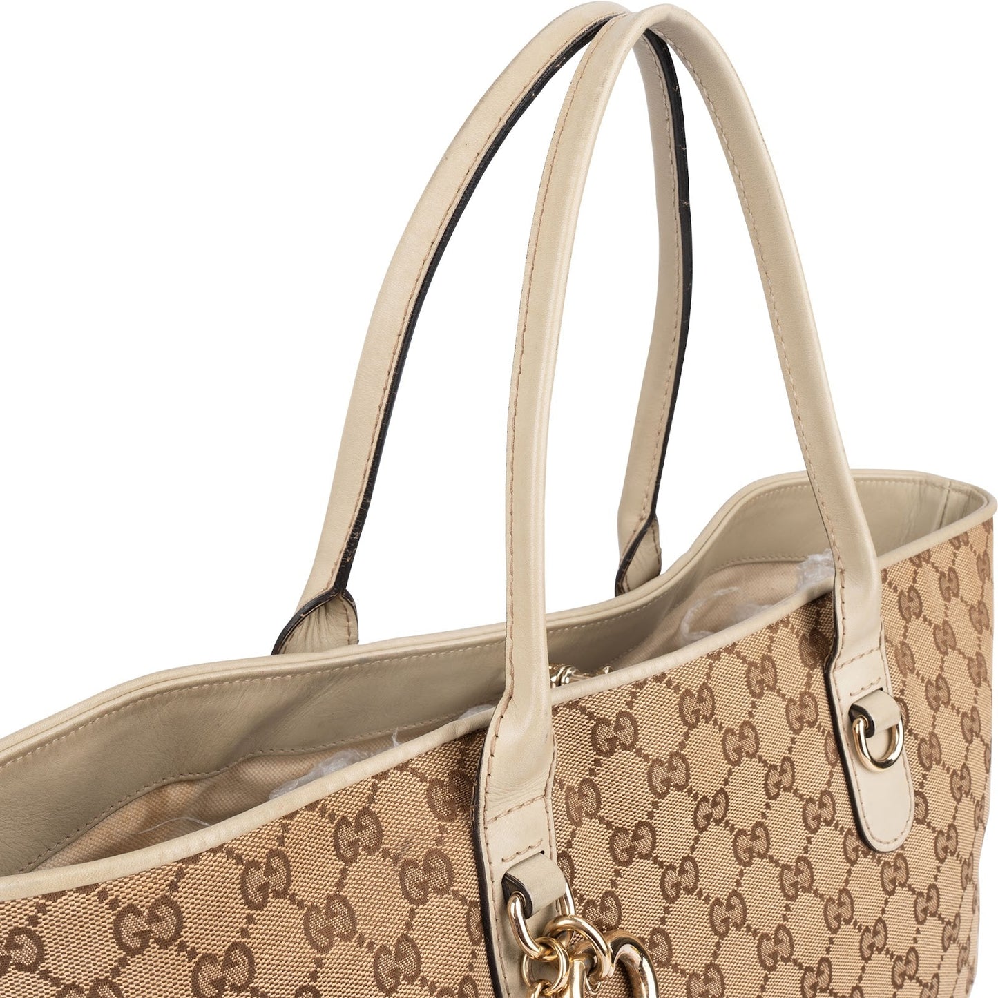 Gucci Monogram GG Canvas Lovely Heart Bit Tote Handbag