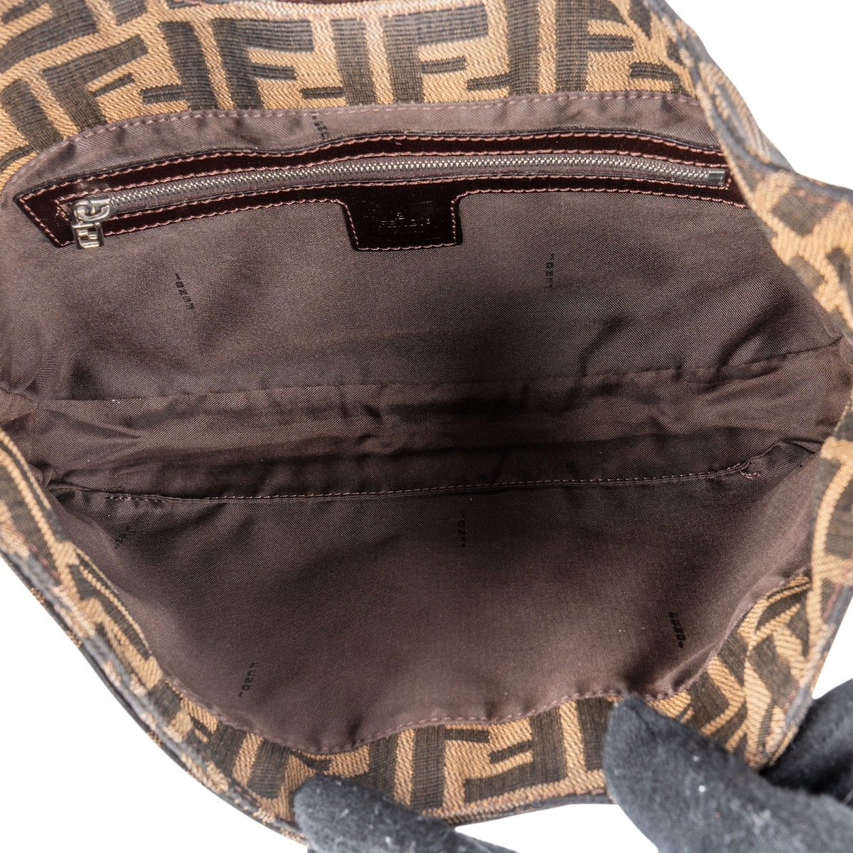 Fendi Monogram FF Zucca Canvas Baguette Buckle Shoulder Bag