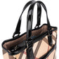 Burberry Nova-Check Monogram Patent Leather Small Tote Handbag