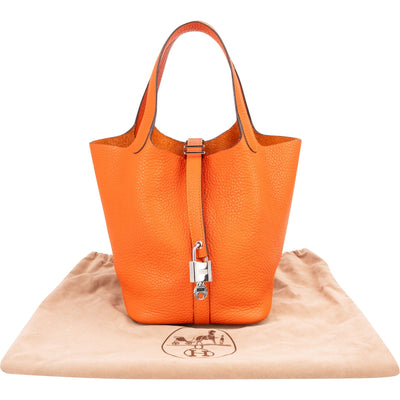 Hermès Tangerine Orange Taurillon Clemence Picotin Lock 18 (PM) Handbag