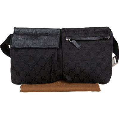 Gucci Black Monogram GG Belt Crossbody Bag