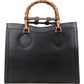 Gucci Black Leather Bamboo Handle Handbag