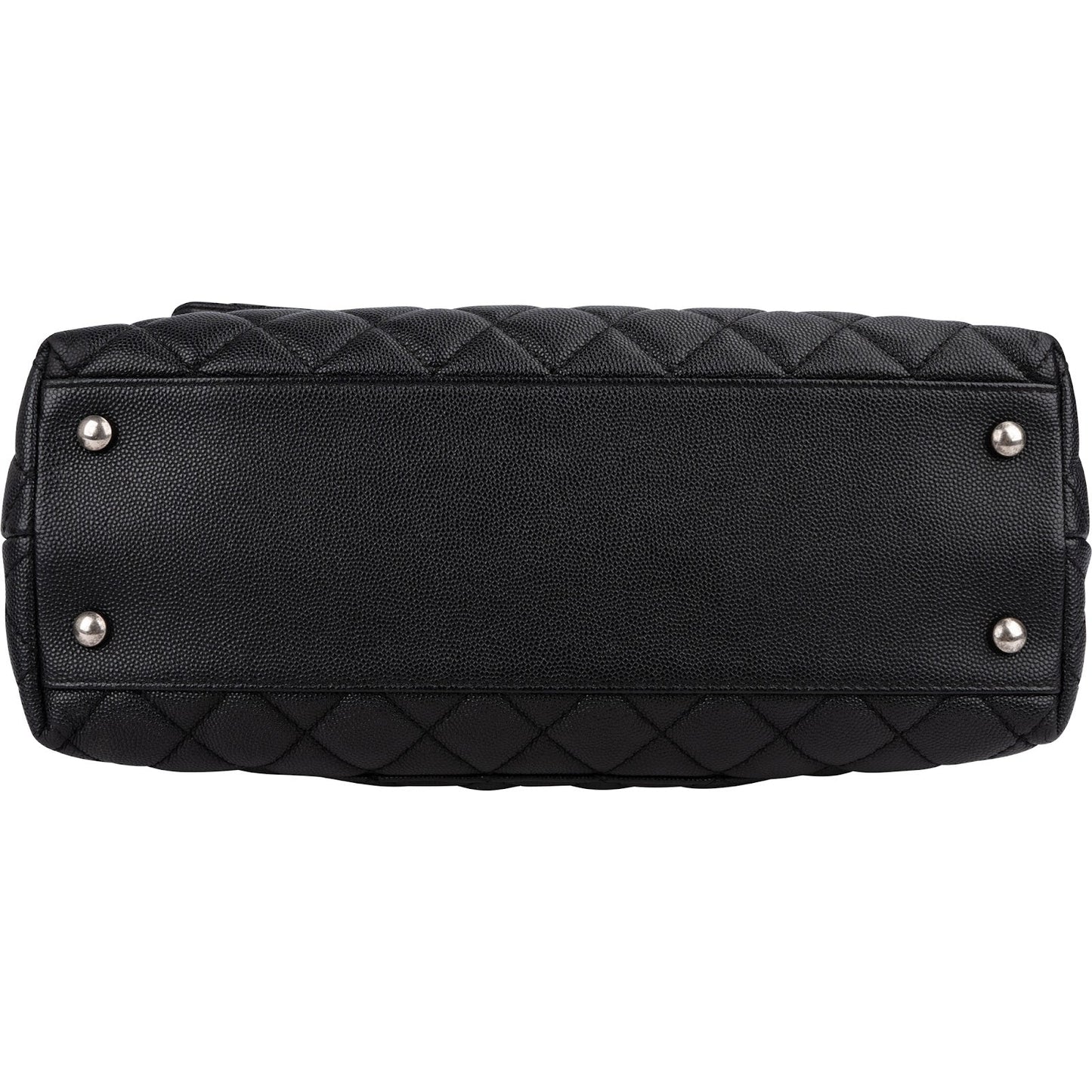 Chanel Quilted Caviar Leather Palladium Coco Handle Single Flap Handbag