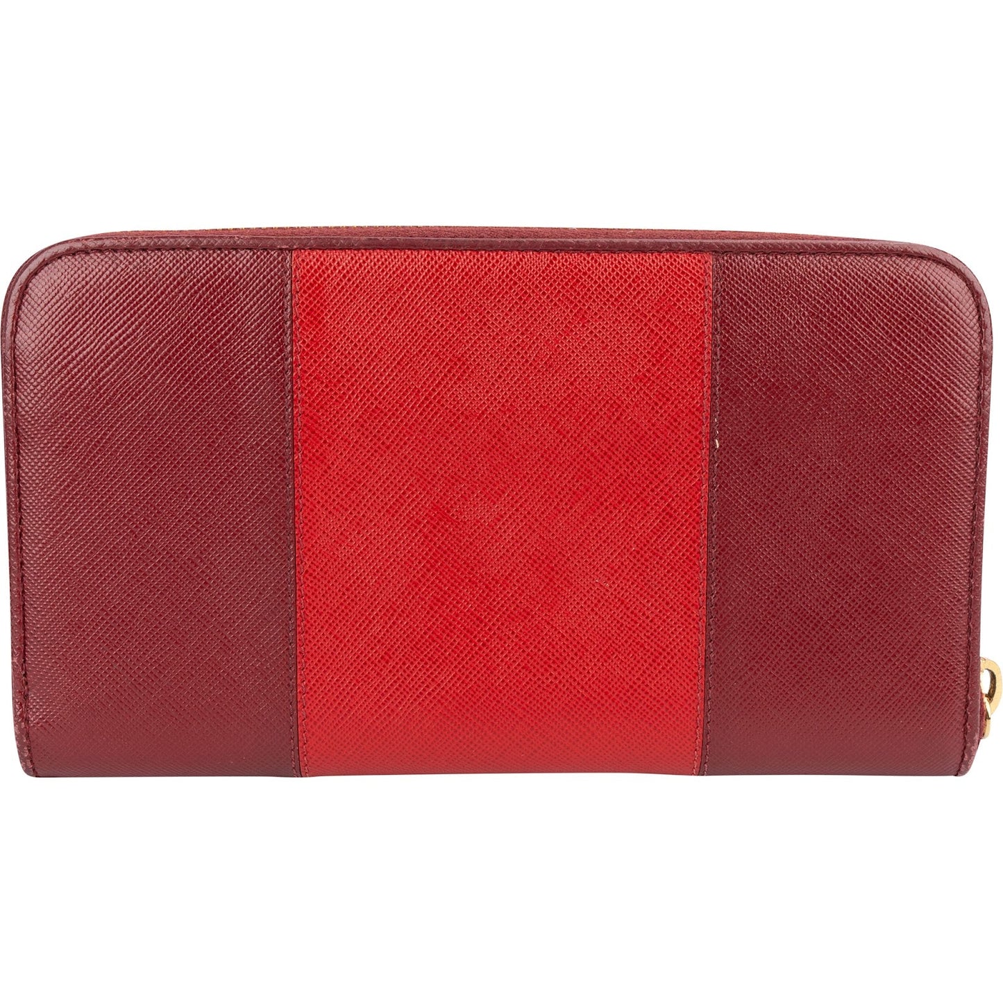 Prada Saffiano Leather Heart Print Zip Around Wallet