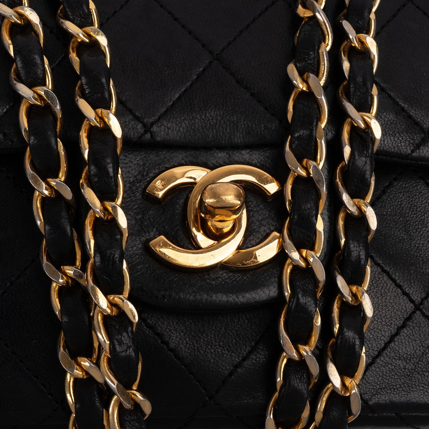 Chanel Quilted Lambskin 24K Gold Small Double Flap Shoulder Bag