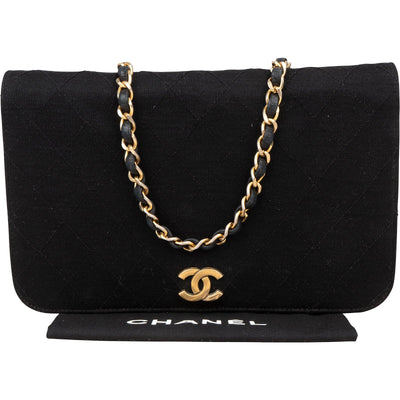 Chanel Quilted Cotton Medium Single Flap Shoulder Bag