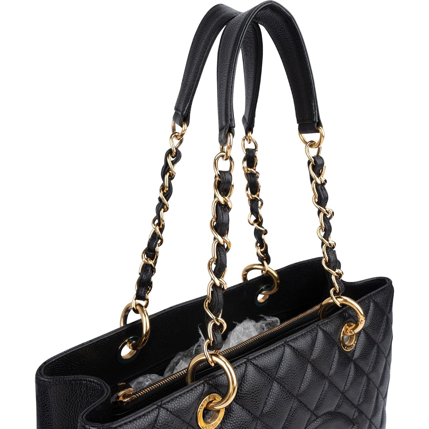Chanel Quilted Caviar Leather Grand Shopping Tote Shoulder Bag