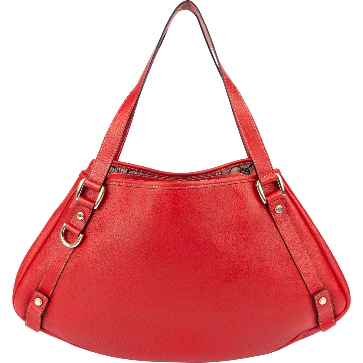 Gucci Red Pebbled Leather D-Ring Handbag