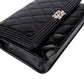 Chanel Patent Leather Quilted Boy Wallet On Chain Crossbody Bag