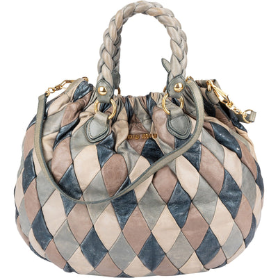 Miu Miu Quilted Vitello Lux Leather Multicolor Patch Handbag