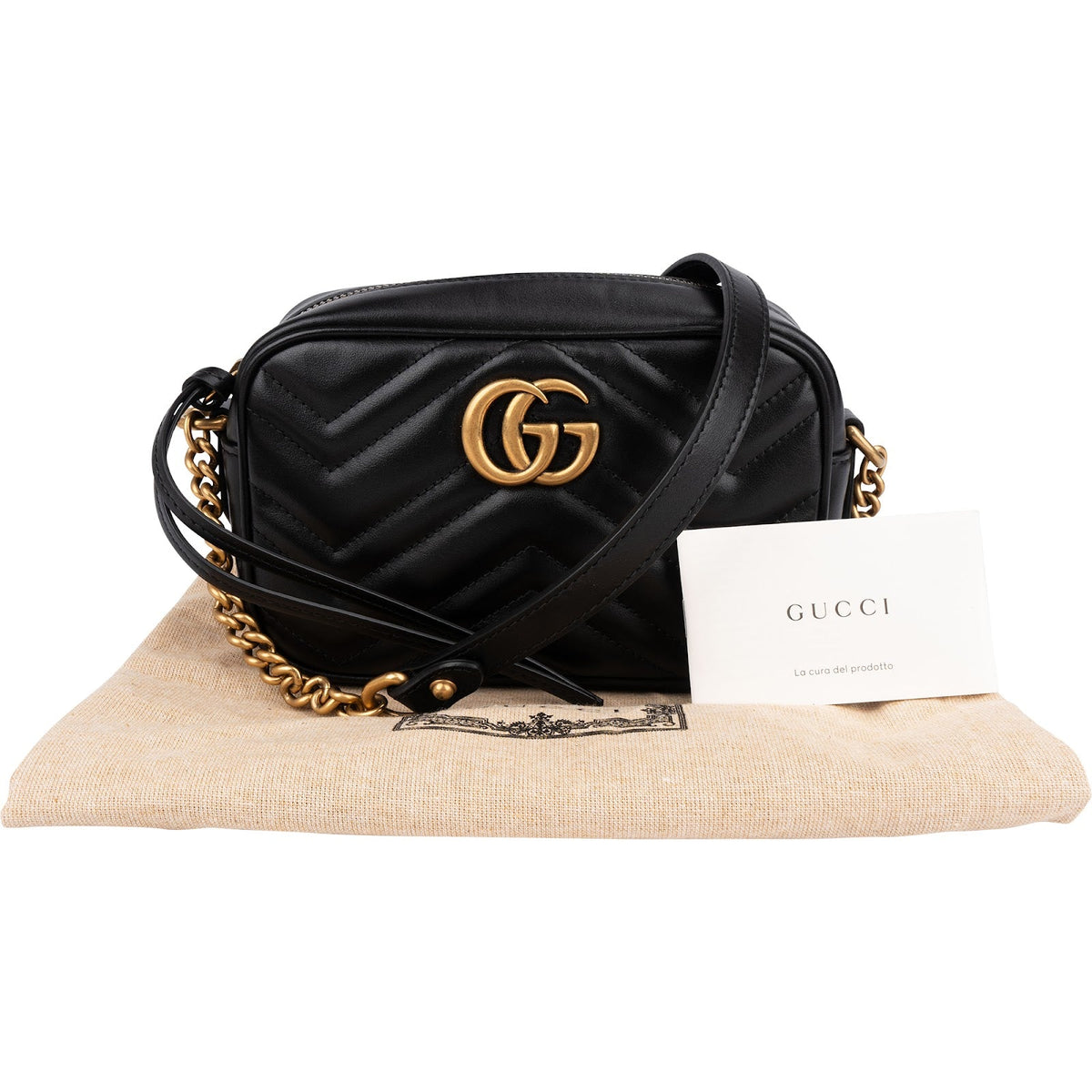 Gucci Chevron Leather Marmont Matelassé Mini Crossbody Bag