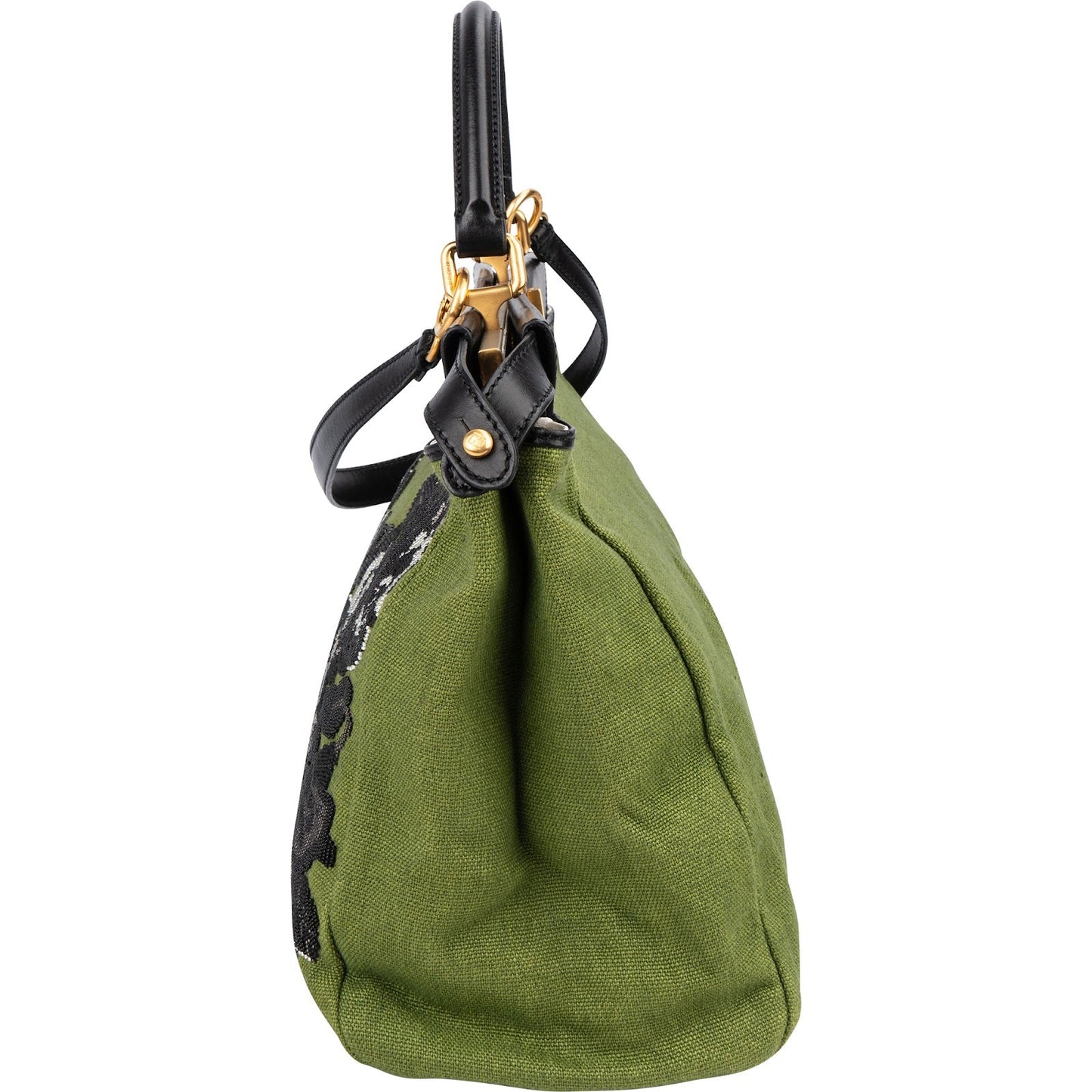 Fendi Limited Floral Embroidered Denim Peekaboo Handbag