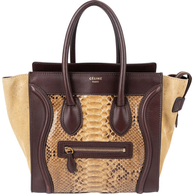 Céline Python Leather Tricolor Luggage Tote Handbag