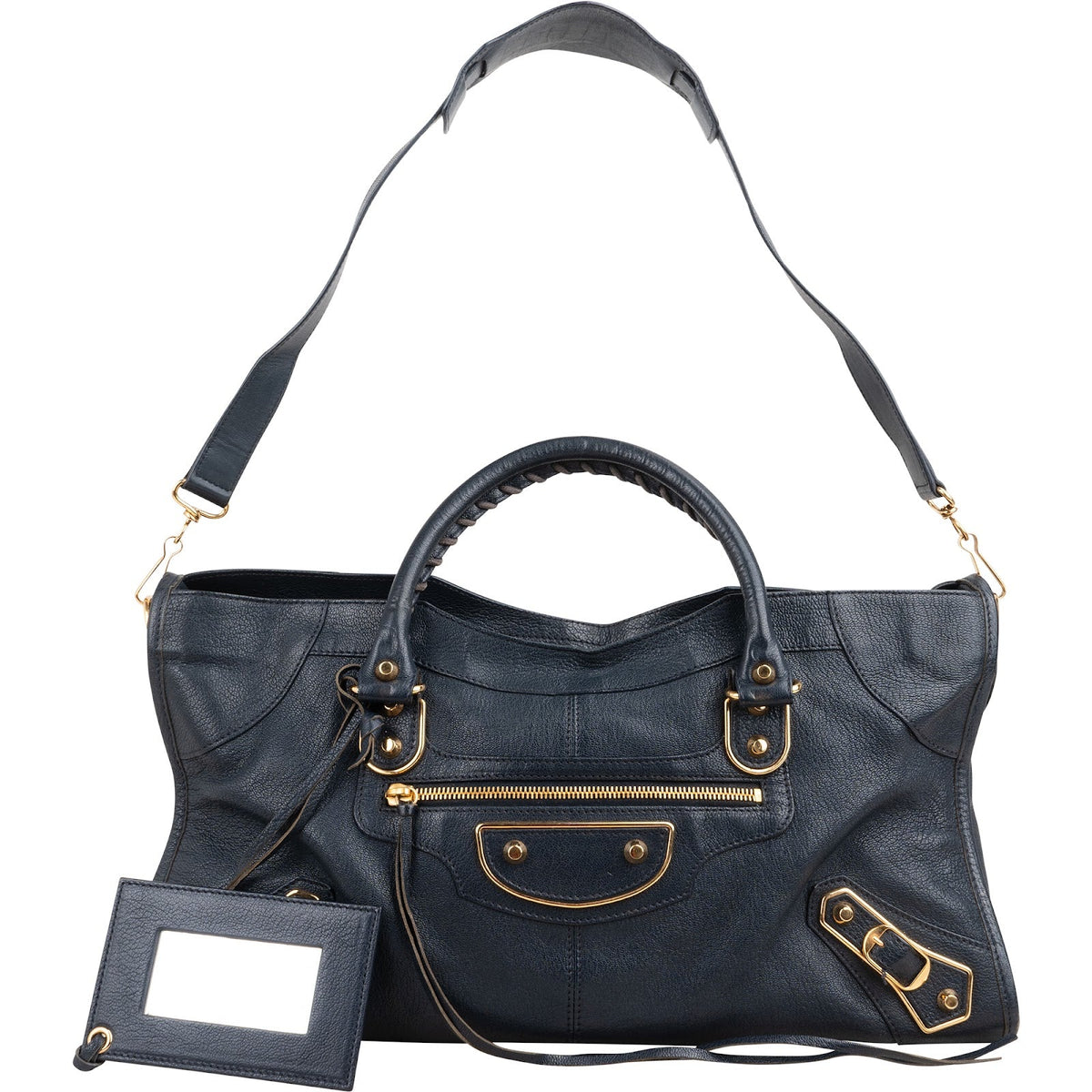 Balenciaga Navy Calfskin Leather Giant City Handbag