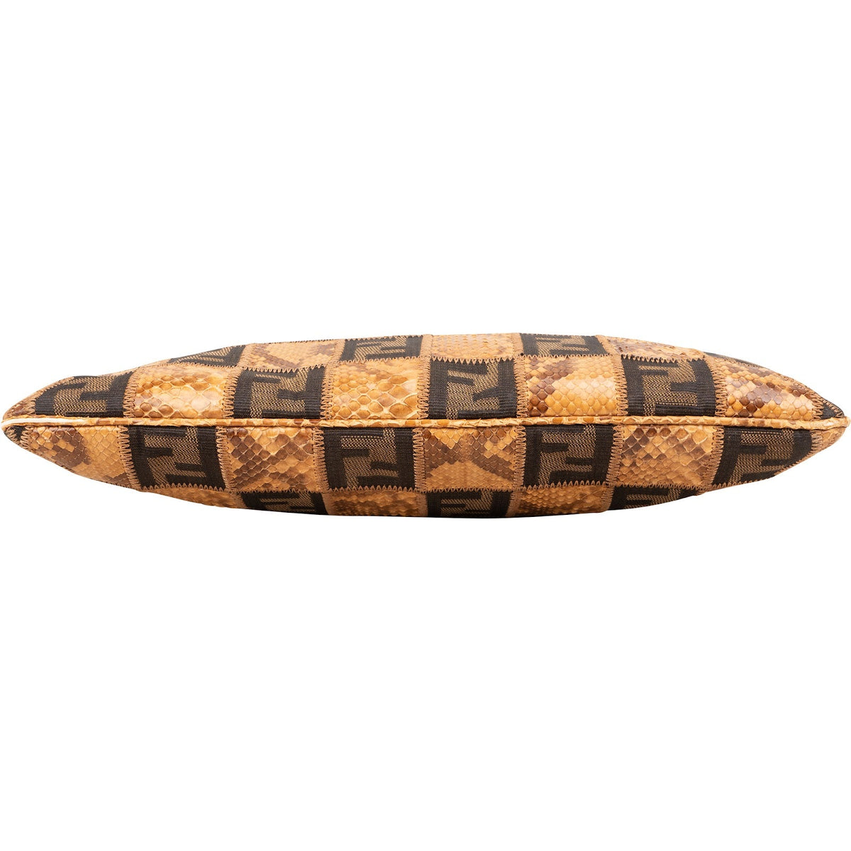 Fendi Monogram Python and Zucca Canvas Patchwork Shoulder Bag
