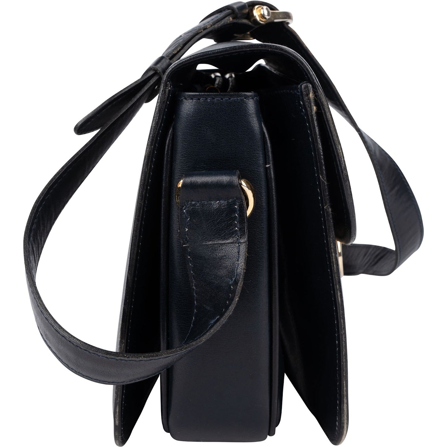 Celine Blue Boxcalf Carriage Triomphe Shoulder Bag