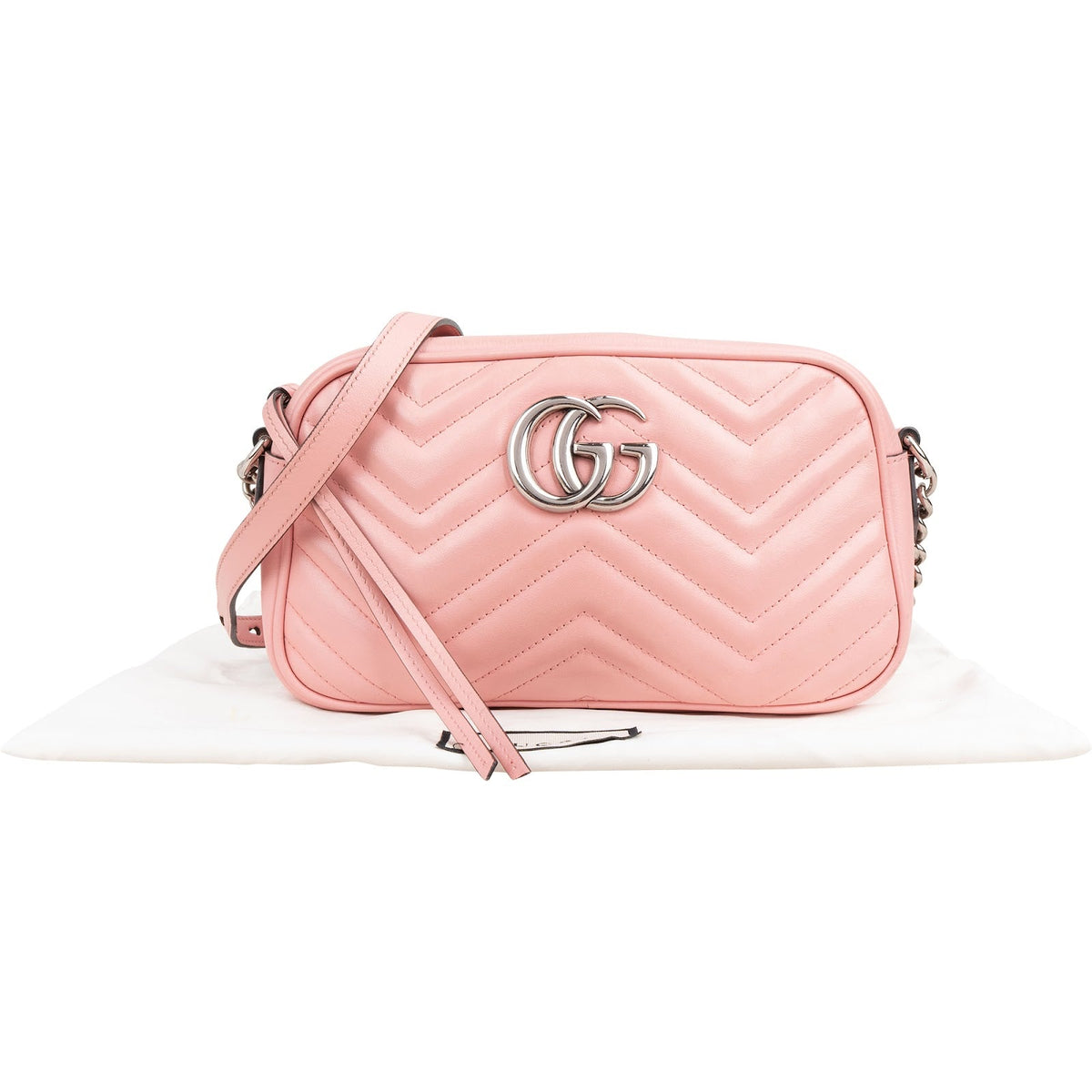 Gucci Monogram Matelassé Leather GG Marmont Camera Crossbody Bag
