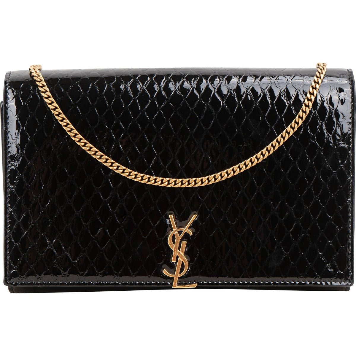 Yves Saint Laurent Python-Embossed Patent Leather Kate Wallet On Chain Crossbody Bag