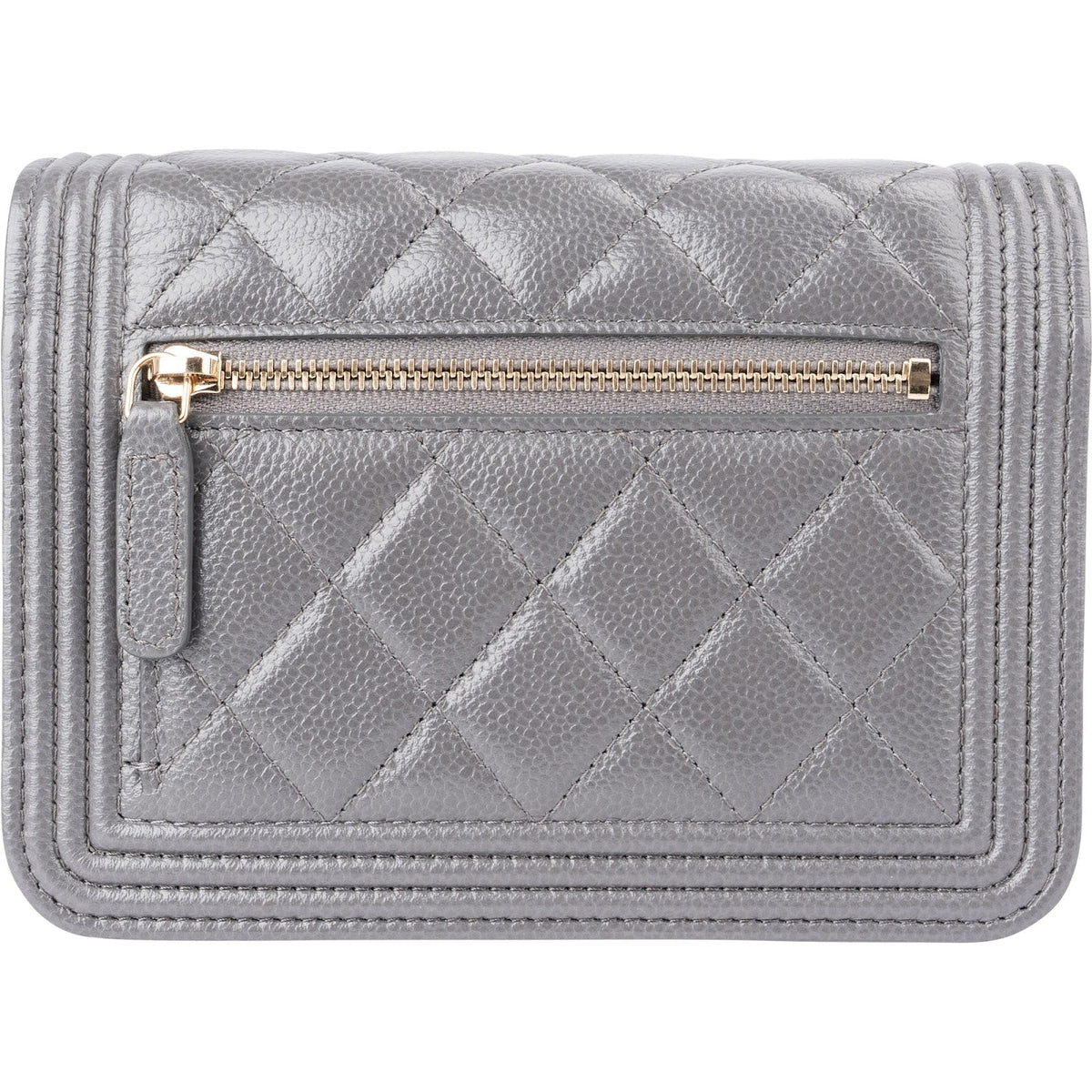 Chanel Quilted Caviar Leather Small Boy Mini Wallet On Chain Crossbody Bag