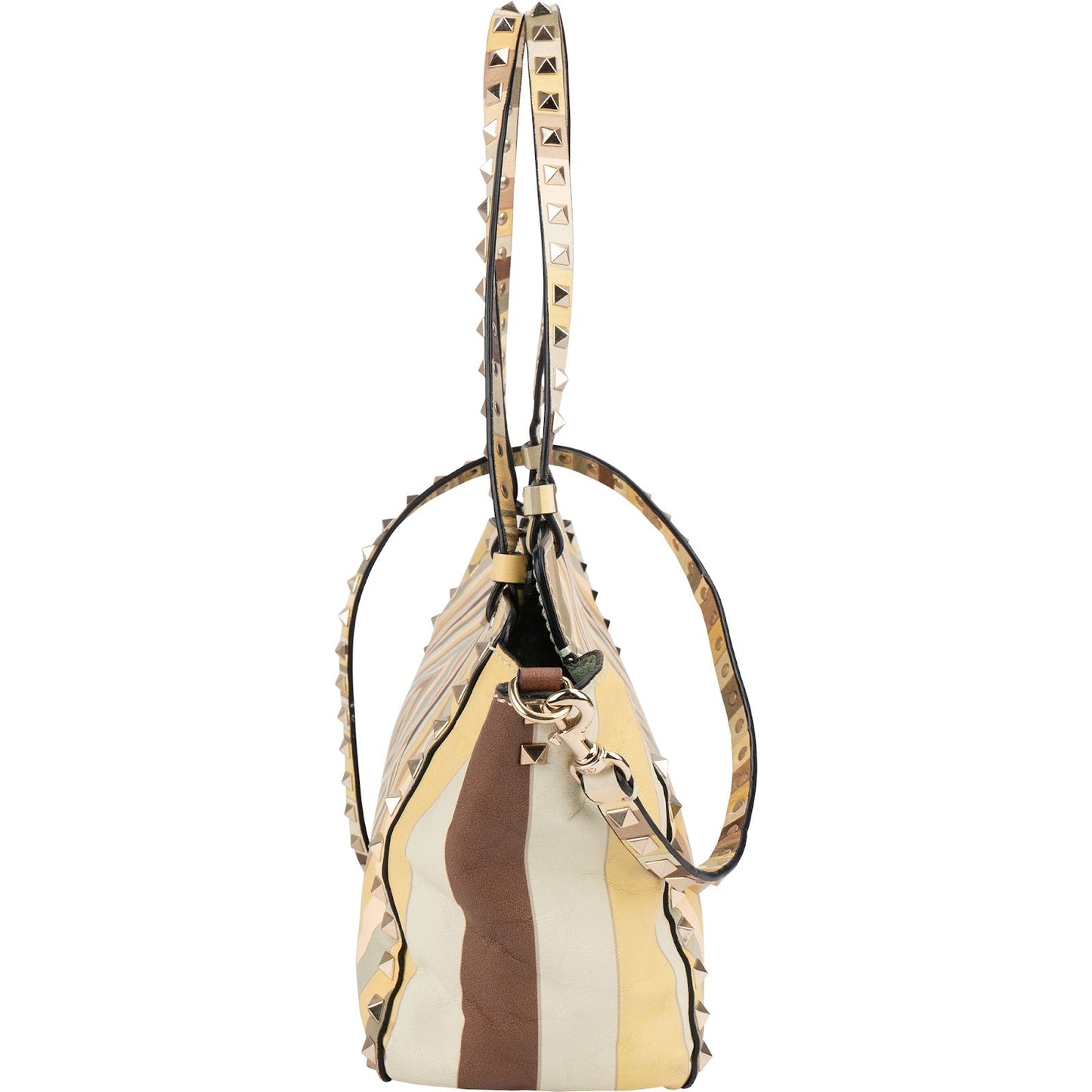 Valentino Leather Rockstud Striped Tote Shoulder Bag