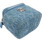 Chanel Quilted Denim Camellia Monogram Adjustable Mini Vanity Case Crossbody Bag