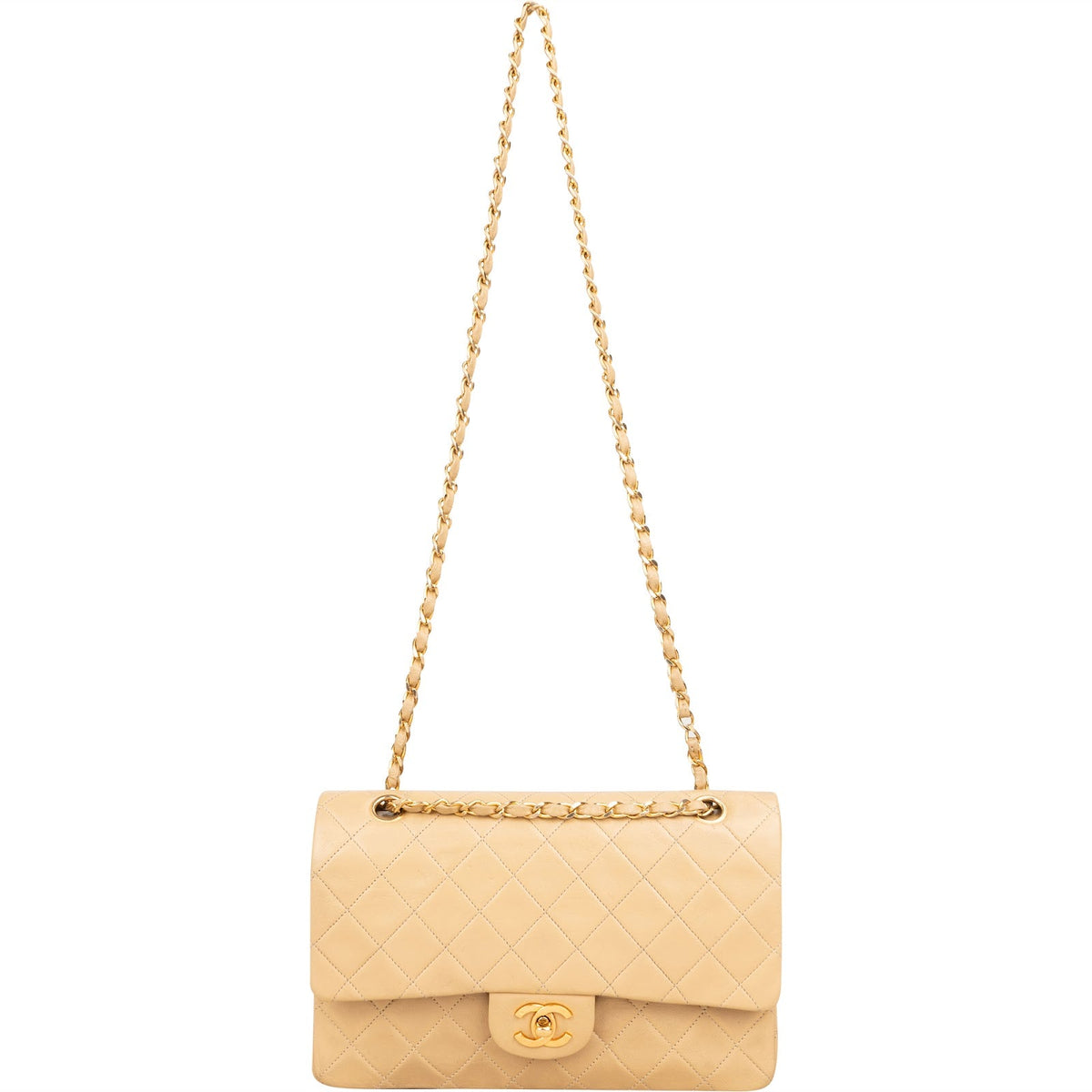 Chanel Quilted Lambskin 24K Gold Medium Double Flap Shoulder Bag