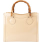 Gucci Beige Patent Leather Bamboo Tote Handbag