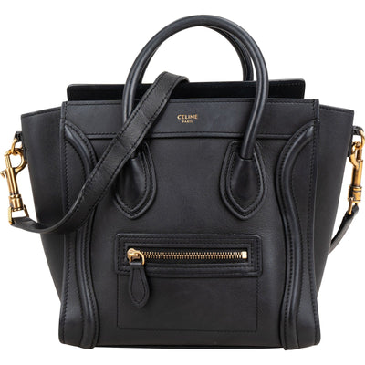 Celine Black Calfskin Leather Luggage Handbag
