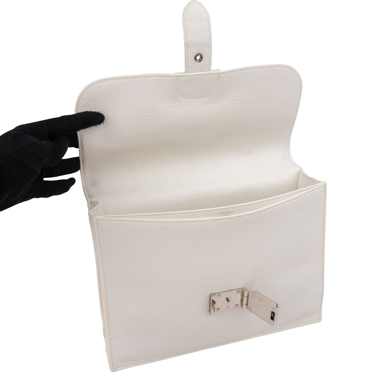 Hermès New White Togo Leather Sac à Dépêches Small 27 Business Handbag