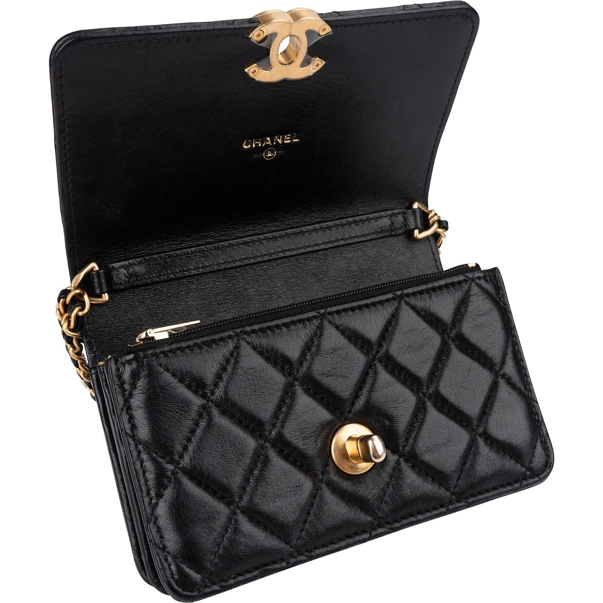 Chanel Quilted Lambskin Rectangular Wallet On Chain Crossbody Bag