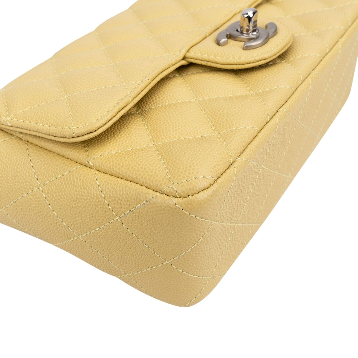 Chanel Quilted Caviar Leather Palladium Mini Rectangular Single Flap Crossbody Bag