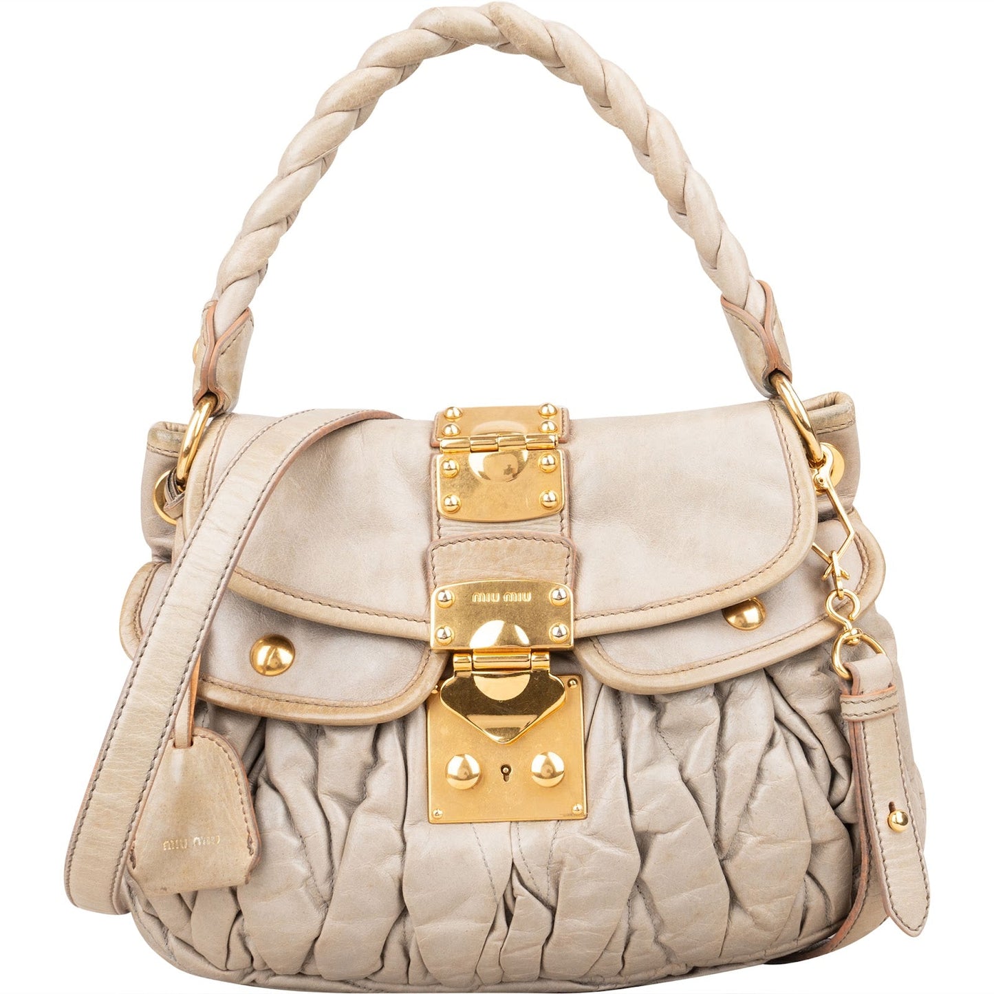 Miu Miu Quilted Vitello Leather Small City Handbag