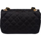 Chanel Black Quilted Satin 24K Gold Mini Single Flap Crossbody Bag