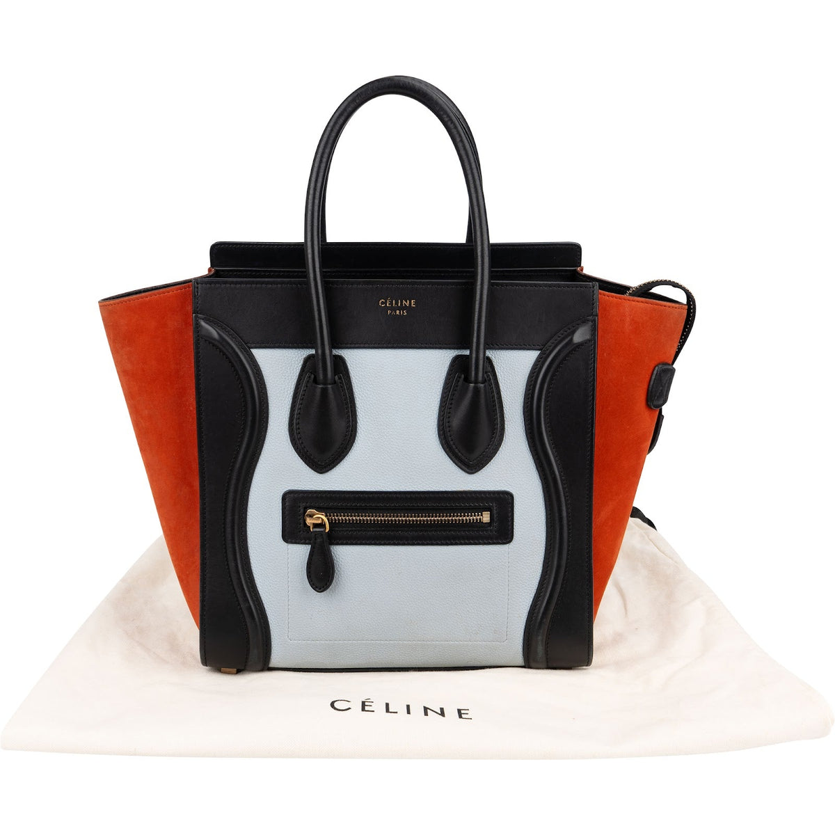 Celine Luggage Small aus dreifarbigem Wildleder und Leder – Ansicht 2