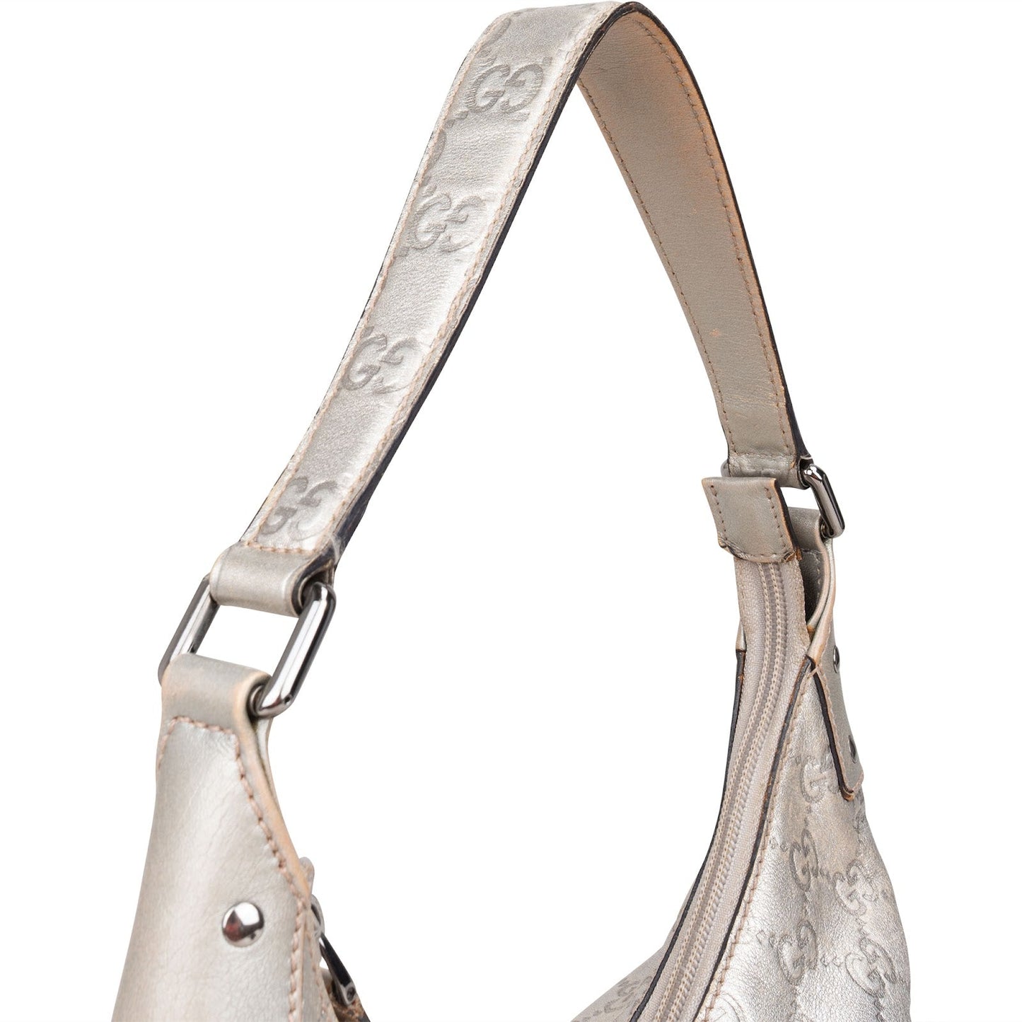 Gucci Silver Guccissima Leather Hobo Shoulder Bag
