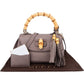 Gucci New Bamboo Top Handle aus fliederfarbenem genarbtem Leder – Ansicht 2