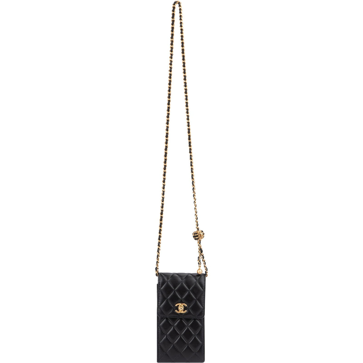 Chanel Quilted Lambskin Phone Holder Chain Crossbody Bag
