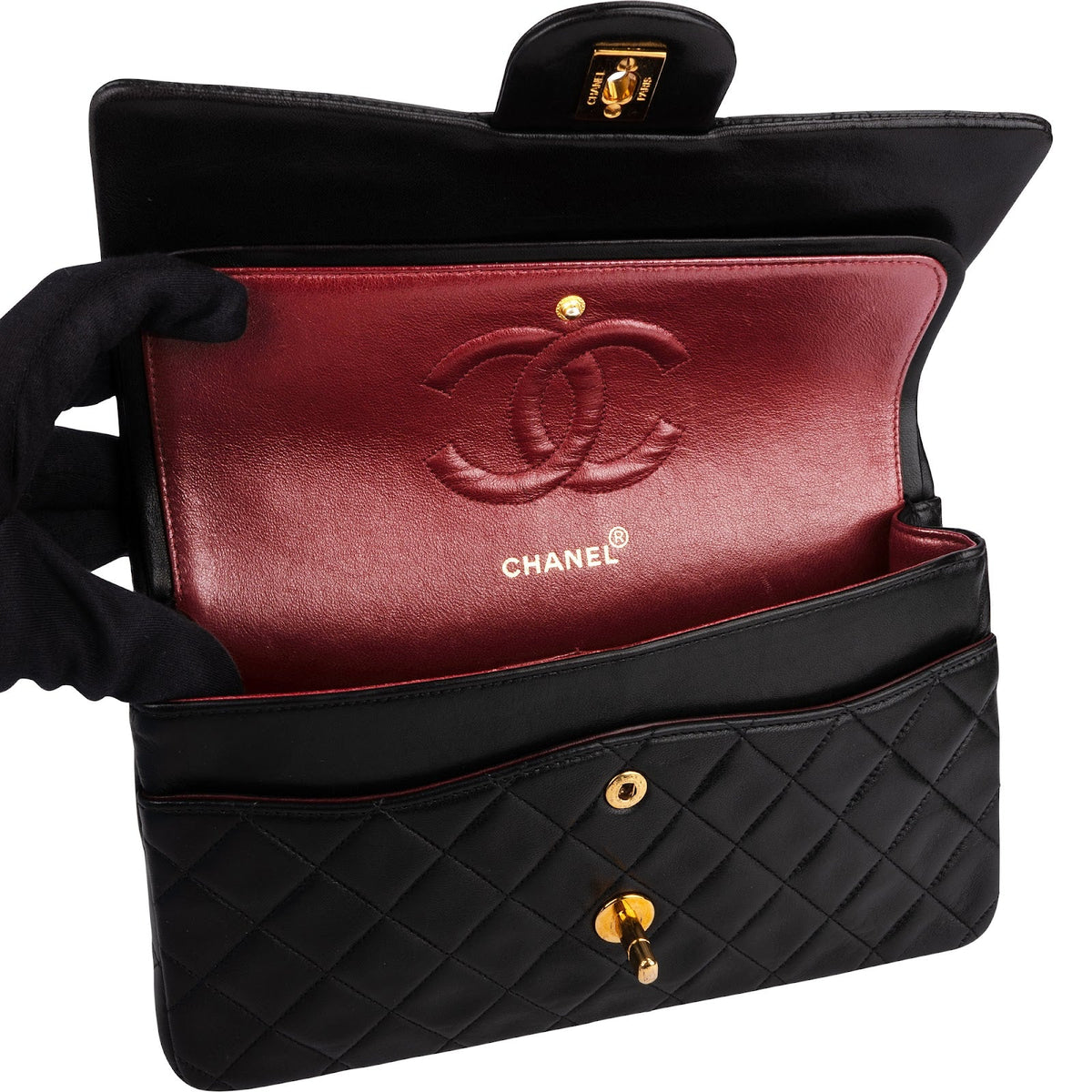 Chanel Quilted Lambskin 24K Gold Medium Double Flap Shoulder Bag