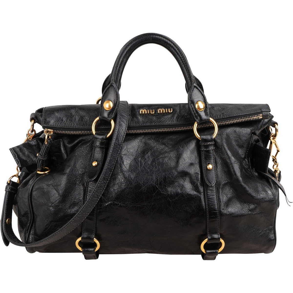 Miu Miu Vitello Lux Leather Satchel Handbag