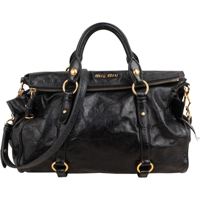 Miu Miu Vitello Lux Leather Satchel Handbag