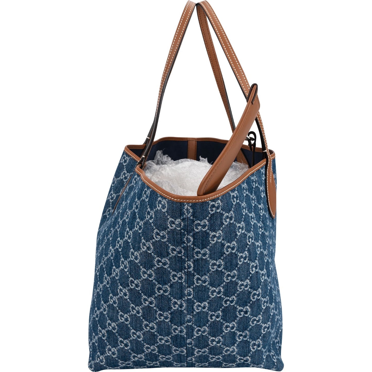 Gucci Monogram Denim GG Tote Shoulder Bag