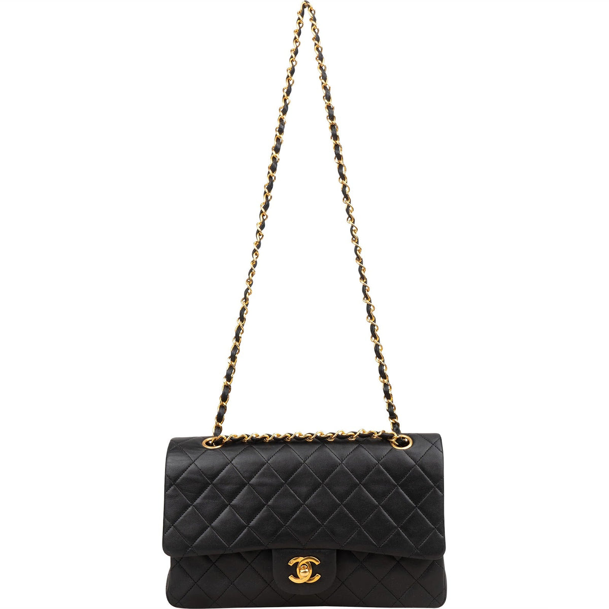 Chanel Quilted Lambskin 24K Gold Medium Double Flap Shoulder Bag