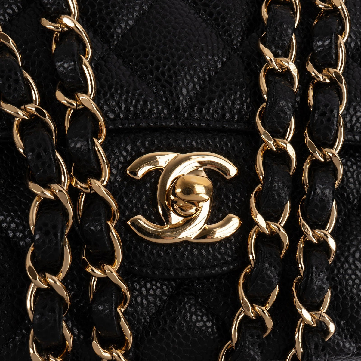 Chanel Quilted Caviar Leather Medium Double Flap Shoulder Bag