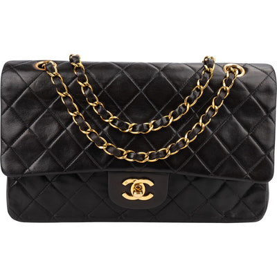 Chanel Quilted Lambskin Medium 24K Gold Double Flap Shoulder Bag