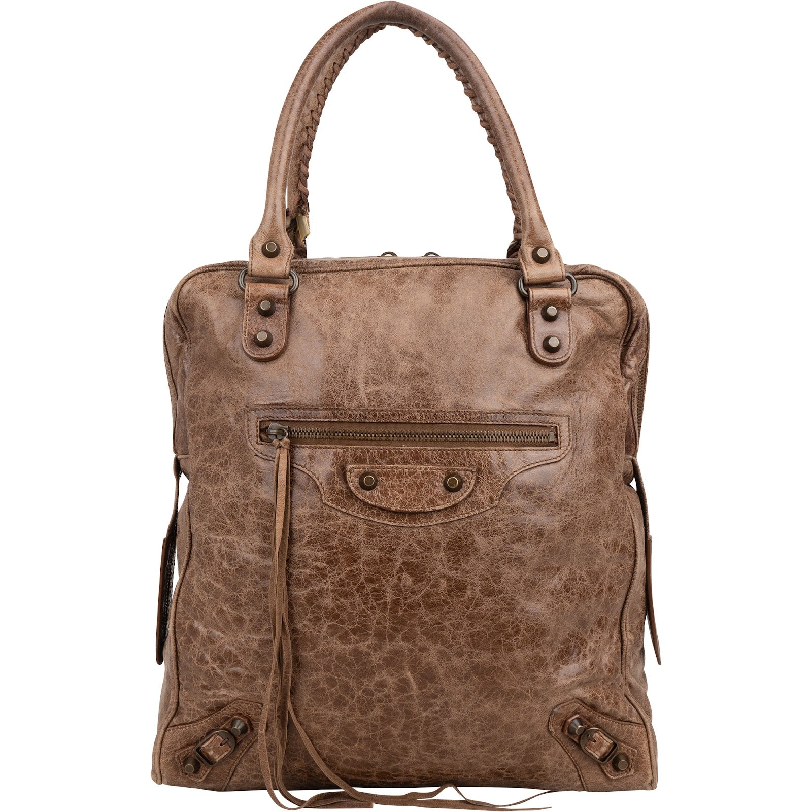Balenciaga Brown Leather Paper Bag Tote City Handbag