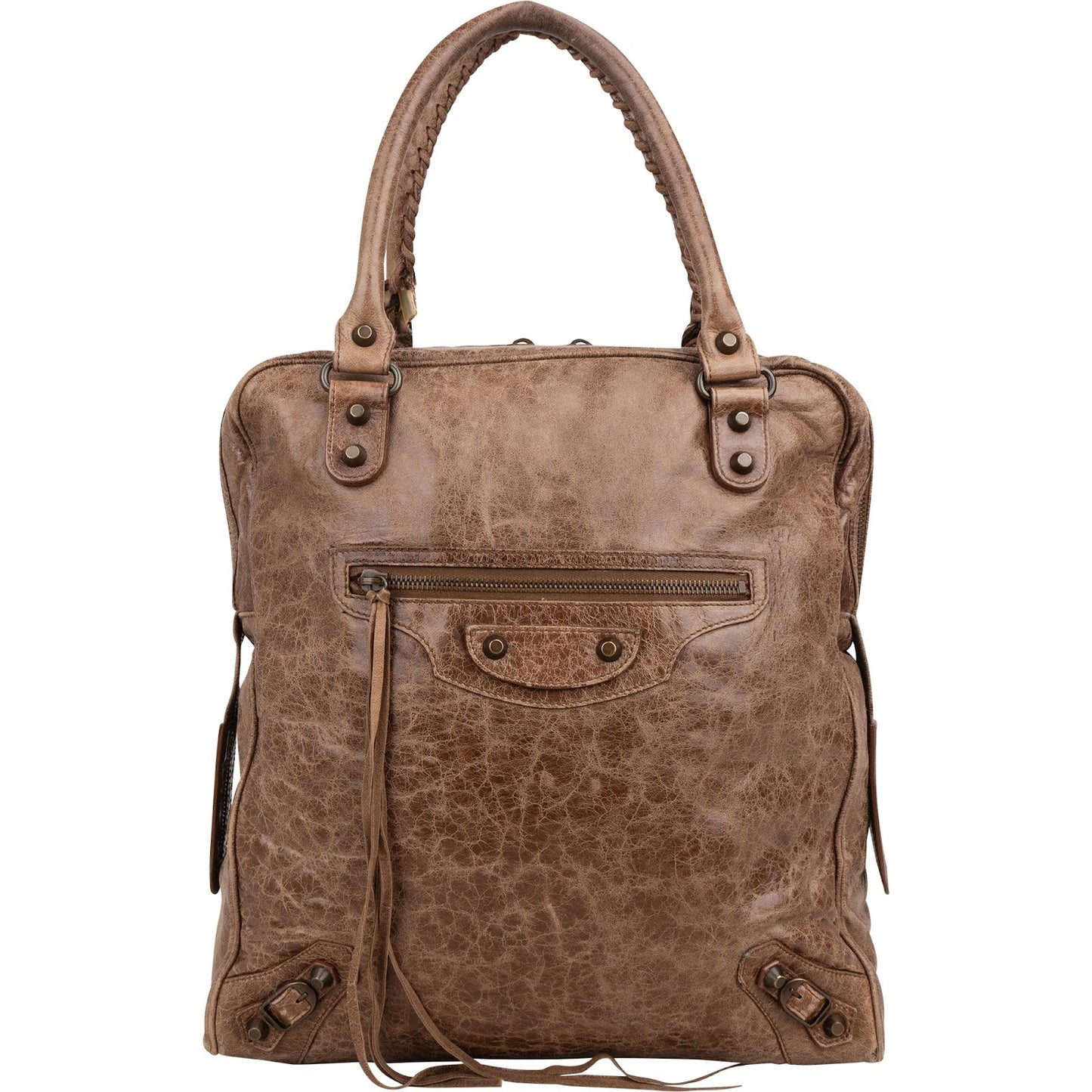 Balenciaga Brown Leather Paper Bag Tote City Handbag